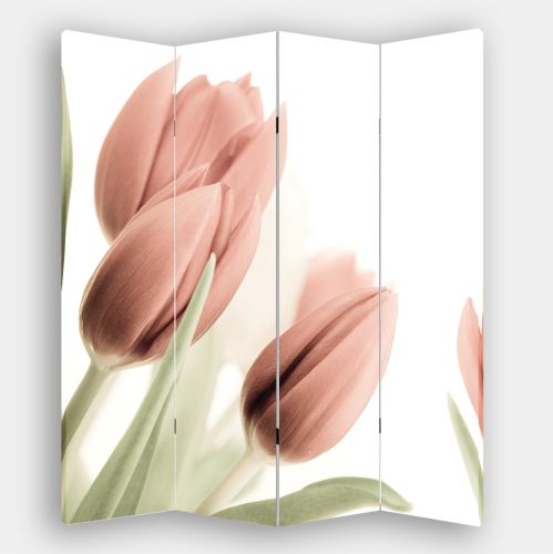 P0141 Decorative Screen Room divider Soft pink tulips (3,4,5 or 6 panels)
