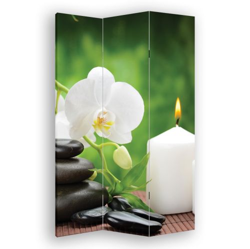P0146 Decorative Screen Room divider White orchids on green background (3,4,5 or 6 panels)
