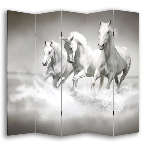 P0169 Декоративен параван Бели коне (3, 4 , 5 или 6 части)