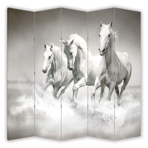 P0169 Decorative Screen Room divider White horses (3,4,5 or 6 panels)