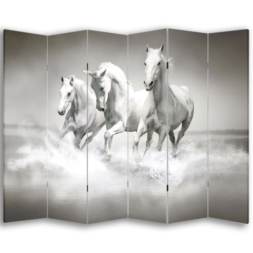P0169 Decorative Screen Room divider White horses (3,4,5 or 6 panels)