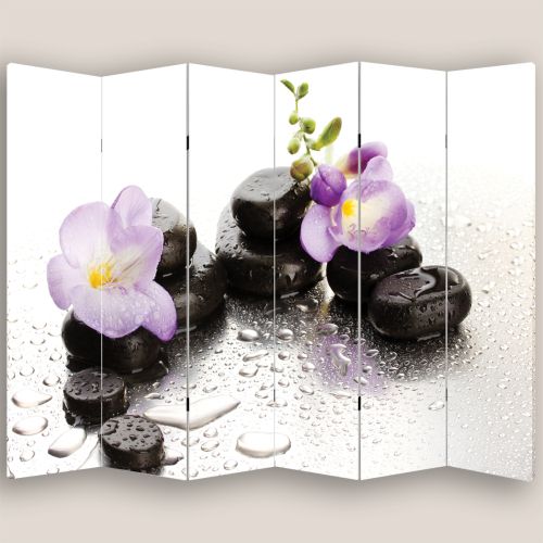 P0325 Decorative Screen Room divider Stones and orchids (3,4,5 or 6 panels)