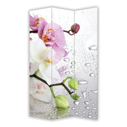 P0326 Decorative Screen Room divider White and purple orchids (3,4,5 or 6 panels)