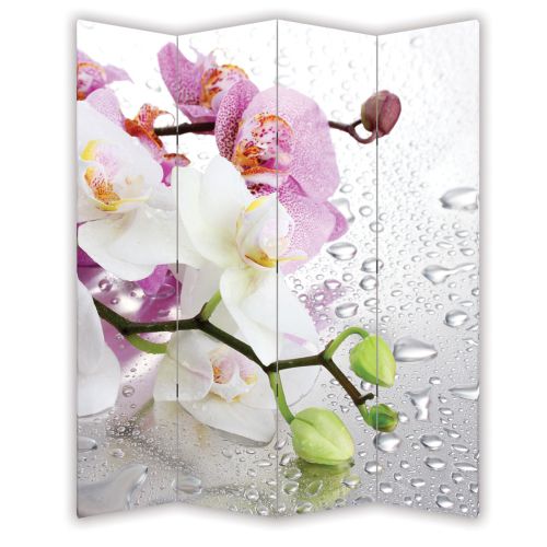 P0326 Decorative Screen Room divider White and purple orchids (3,4,5 or 6 panels)