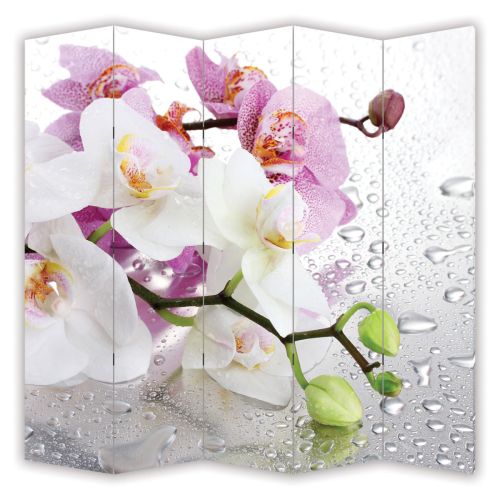 P0326 Decorative Screen Room divider White and purple orchids (3,4,5 or 6 panels)