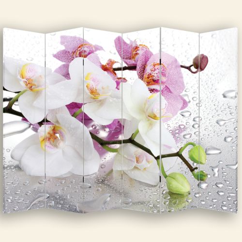 P0326 Декоративен параван Бели и лилави орхидеи (3, 4 , 5 или 6 части)