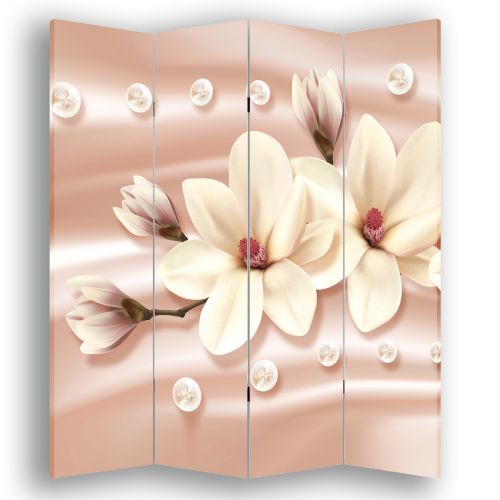 P0778 Decorative Screen Room divider Abstraction - Magnolias and diamonds (3,4,5 or 6 panels)