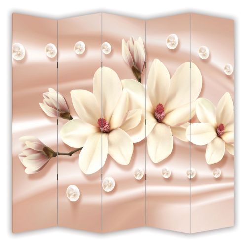 P0778 Decorative Screen Room divider Abstraction - Magnolias and diamonds (3,4,5 or 6 panels)