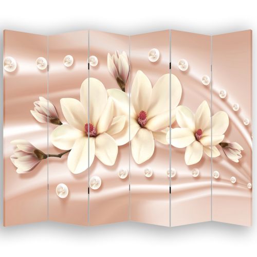 P0778 Decorative Screen Room divider Abstraction - Magnolias and diamonds (3,4,5 or 6 panels)