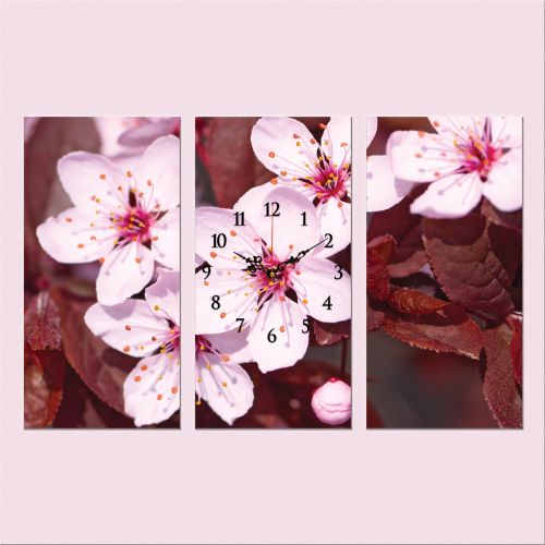 C0357_3 Clock with print 3 pieces Blossom