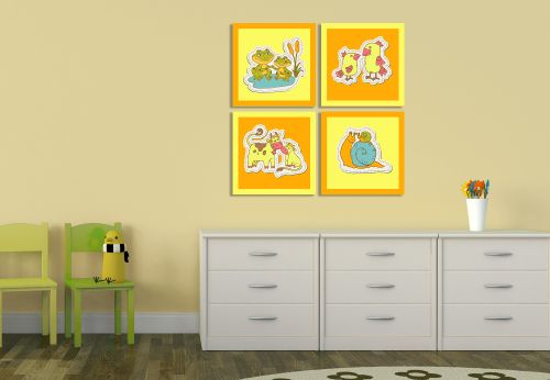 Kids wall art decoration boy with animals