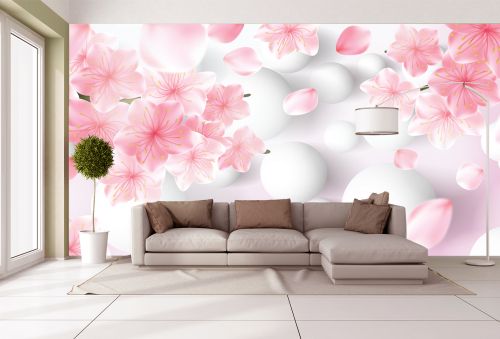 T9200 Wallpaper 3D Abstraction with flowers and spheres