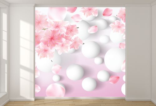 T9200 Wallpaper 3D Abstraction with flowers and spheres