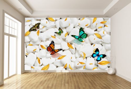 T9203 Фототапет 3D Камъни и пеперуди за детска стая