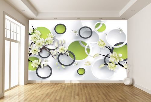T9205 Wallpaper 3D Flowers and circles