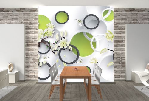 T9205 Wallpaper 3D Flowers and circles