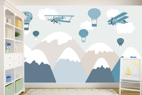 T9219 Wallpaper Mountain, balloons and helicopters