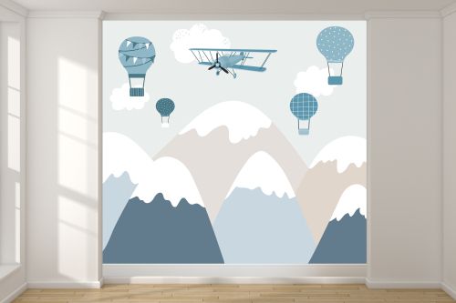 T9219 Wallpaper Mountain, balloons and helicopters