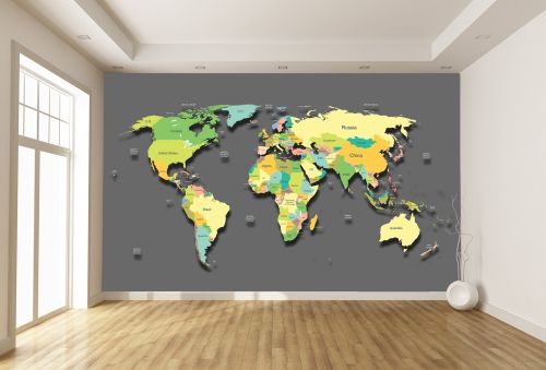 T9222 Wallpaper World map with countries