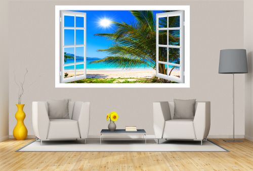 T9224 Wallpaper Window to beach with palm tree