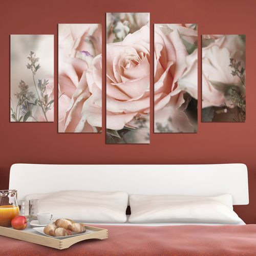 Canvas art set zen composition with blooming brunch