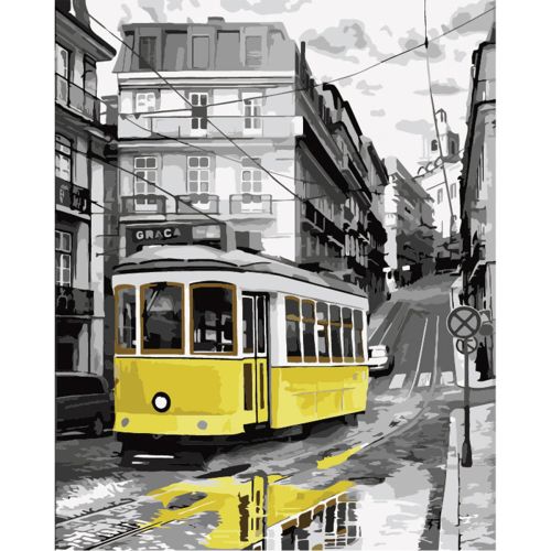 W2567 Paint by numbers set Yellow tram
