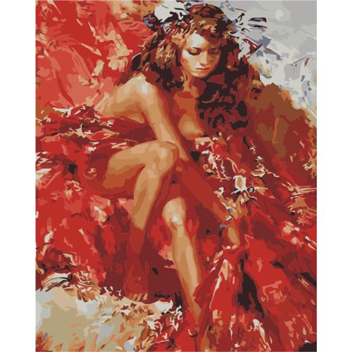 W2729 Paint by numbers set Woman in red