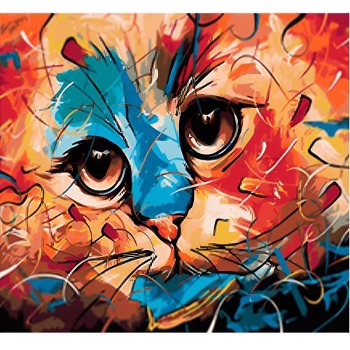 W2613 Комплeкт за рисуване по номера Арт котка