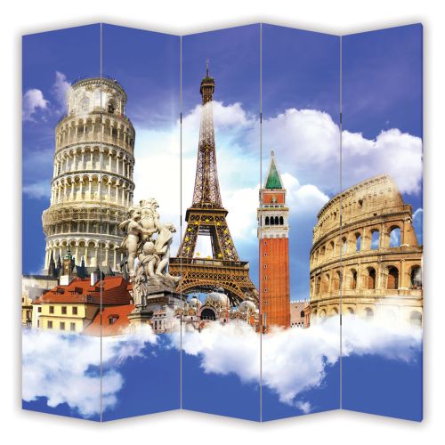 P0367 Decorative Screen Room devider European symbols (3,4,5 or 6 panels)