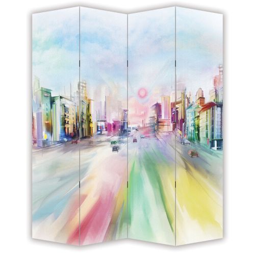 P0410 Decorative Screen Room divider Colorful city (3,4,5 or 6 panels)