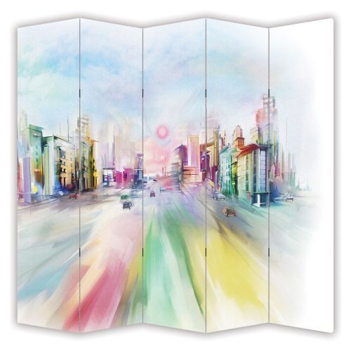 P0410 Decorative Screen Room divider Colorful city (3,4,5 or 6 panels)