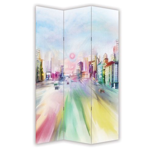 P0410 Decorative Screen Room divider Colorful city (3,4,5 or 6 panels)