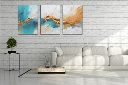 0928  Wall art decoration (set of 3 pieces) Abstraction - pastel colors