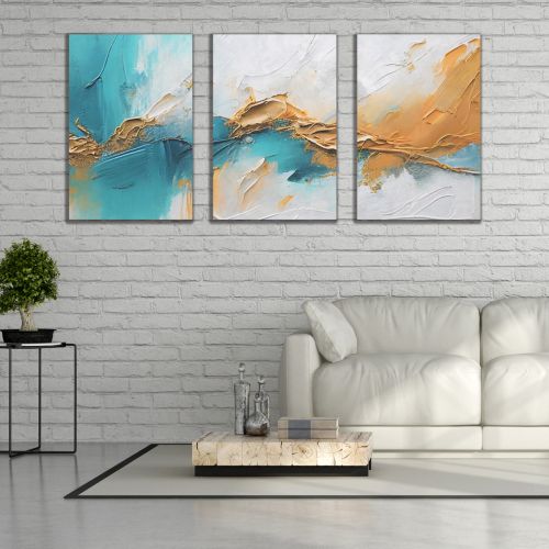 0928  Wall art decoration (set of 3 pieces) Abstraction - pastel colors