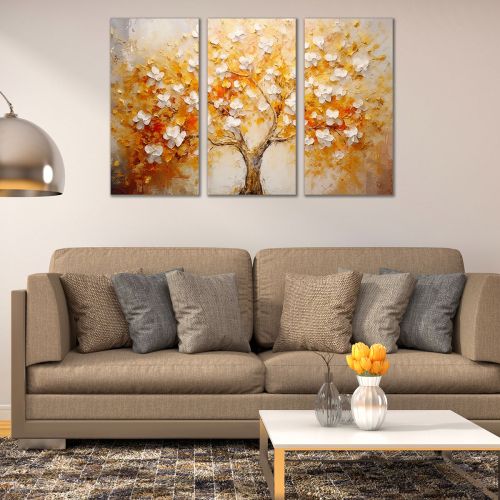 0929 Wall art decoration (set of 3 pieces) Blooming tree