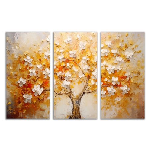 0929 Wall art decoration (set of 3 pieces) Blooming tree