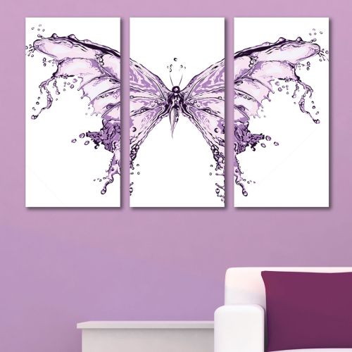 0191 Wall art decoration (set of 3 pieces) Abstract butterfly