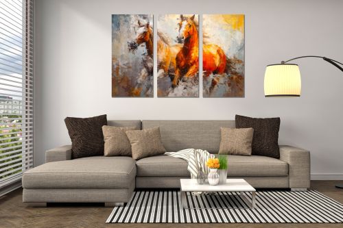 0931 Wall art decoration (set of 3 pieces) Wild horses