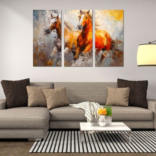 0931 Wall art decoration (set of 3 pieces) Wild horses