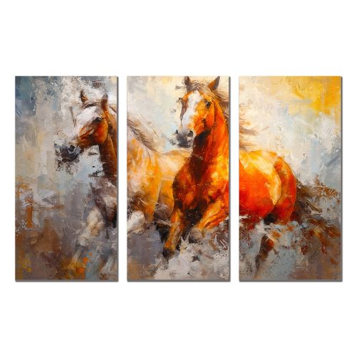 0931 Картина пано от 3 части Диви коне