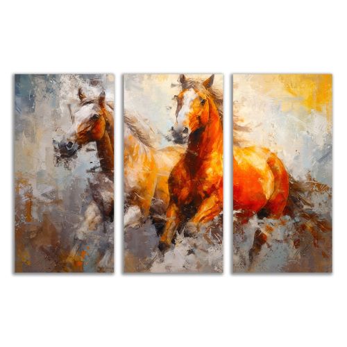 0931 Wall art decoration (set of 3 pieces) Wild horses