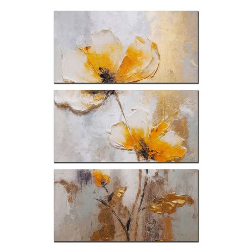 0768 Wall art decoration (set of 3 pieces) Flowers