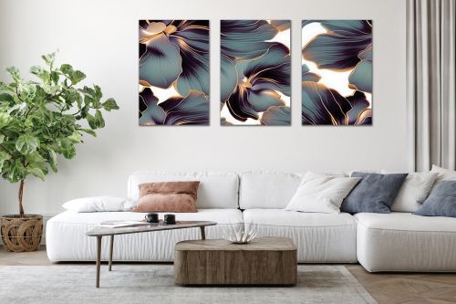 0940 Wall art decoration (set of 3 pieces) Abstract flowers