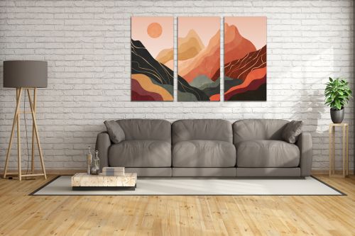 0948 Картина пано от 3 части Абстрактен планински пейзаж