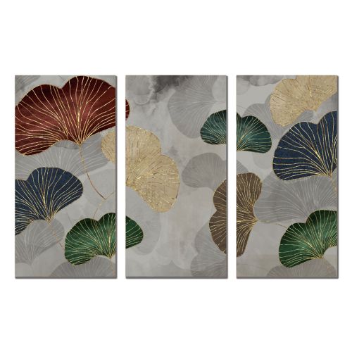 0954 Wall art decoration (set of 3 pieces) Abstract leaves