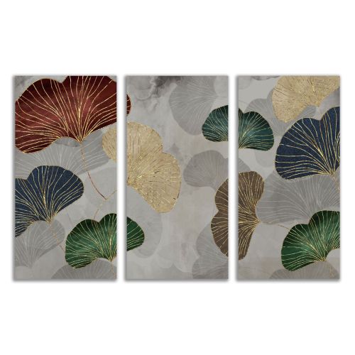 0954 Wall art decoration (set of 3 pieces) Abstract leaves