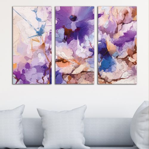 0961 Wall art decoration (set of 3 pieces) Abstraction with flowers