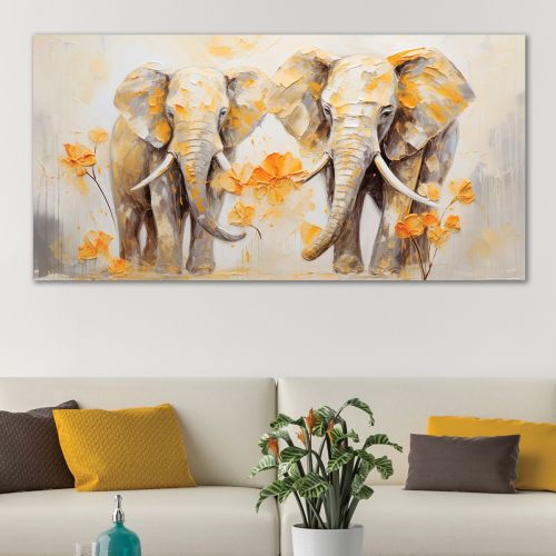 0970 Wall art decoration Couple of elephants