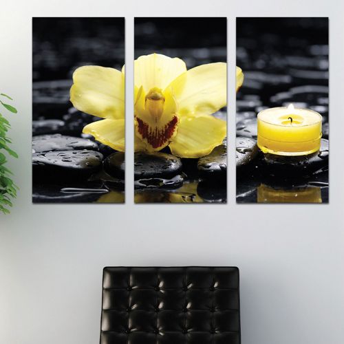 0206 Wall art decoration (set of 3 pieces) SPA - yellow orchid