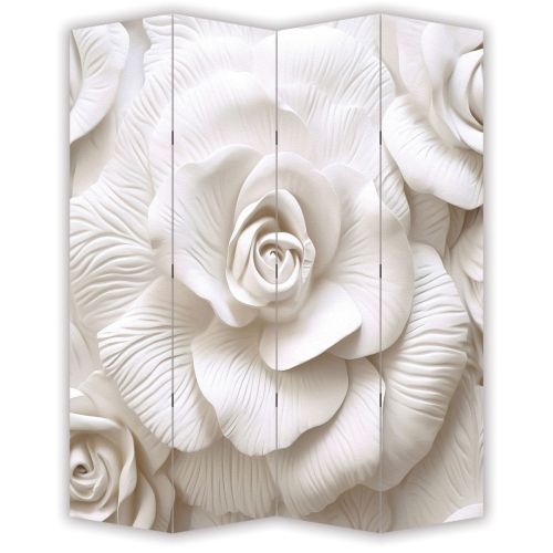 P9238 Decorative Screen Room divider 3D White roses (3, 4, 5 or 6 panels)